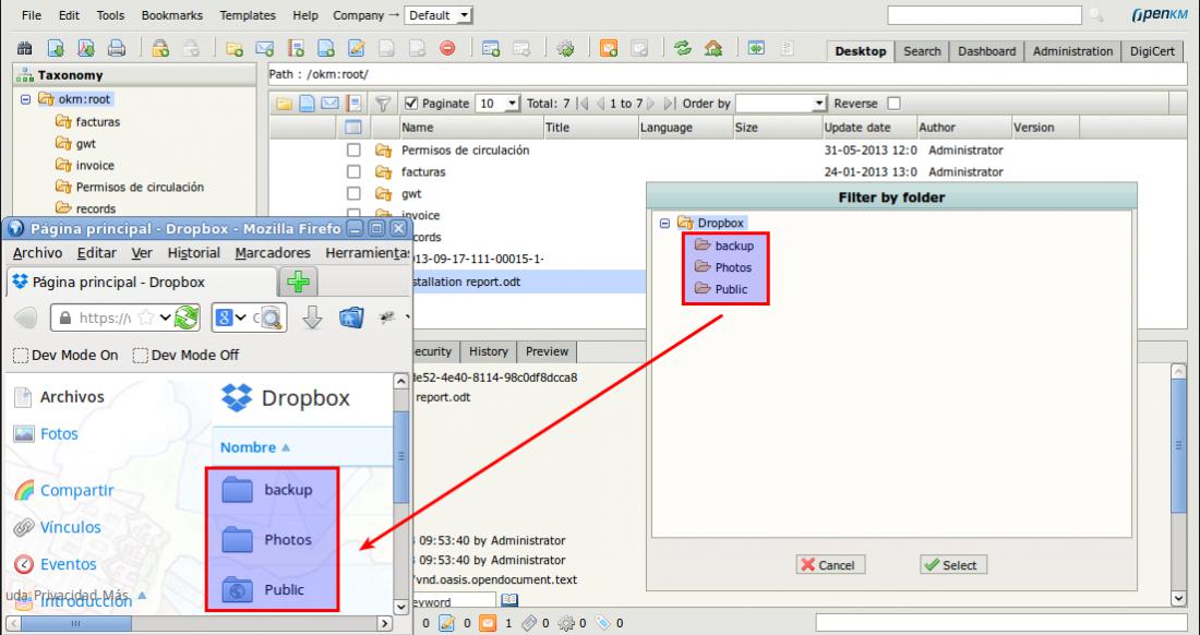 integracion con dropbox